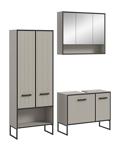 xonox.home Bad Bagno X7BL5B05 Badkombination Badset Badmöbel-Set in Kaschmir Nb., ca. 154x192x36 cm von xonox.home