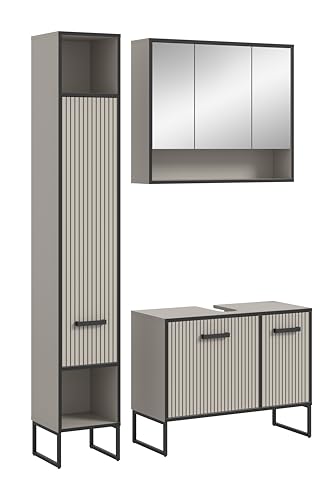 xonox.home Bad Bagno X7BL5B06 Badkombination Badset Badmöbel-Set in Kaschmir Nb., ca. 125x192x36 cm von xonox.home