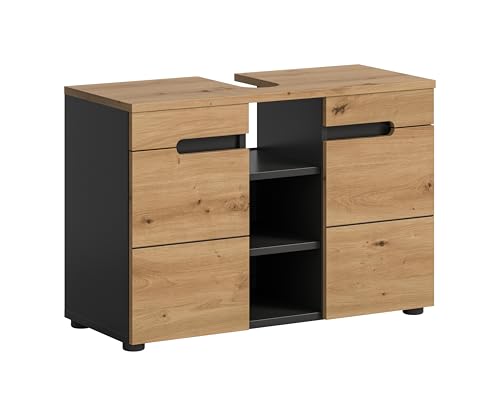 xonox.home Bad Canu X4CE1709 Waschbeckenunterschrank Unterschrank Schrank in Basalt grau Nachbildung und Artisan Nachbildung, ca. B/H/T: 80x55x34 cm xonox.home Bad Canu X4CE1709 Waschbeckenunterschrank Unterschrank Schrank in Basalt grau Nachbildung und Artisan Nachbildung, ca. B/H/T: 80x55x34 cm von xonox.home