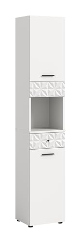 xonox.home Badezimmer Prisma Hochschrank Schrank Kommode hoch Badschrank hochschrank Bad Hochschrank schmaler Schrank in weiß Nb., ca.35x187x34 cm von xonox.home
