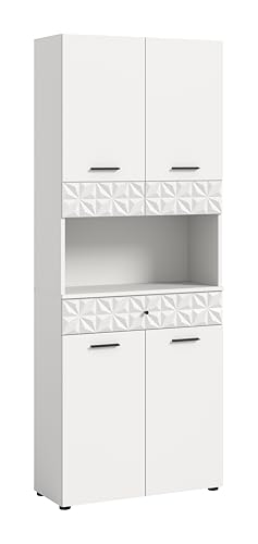 xonox.home Badezimmer Prisma Hochschrank breit Schrank Kommode Badschrank Bad Hochschrank breiter Schrank in weiß Nb.,ca. B/H/T 70x187x34 cm von xonox.home