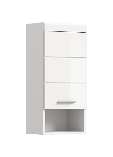 xonox.home Bad Scout X06A9721 Hängeschrank Wandschrank Schrank in weiß Nachbildung und weiß Hochglanz tiefzieh, ca. B/H/T: 37x79x24 cm von xonox.home