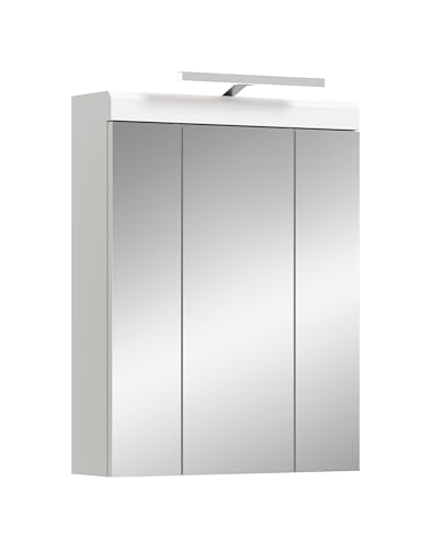 xonox.home Bad Scout X06A9726 Spiegelschrank Spiegel Medizinschrank inkl. Beleuchtung in weiß Nachbildung und weiß Hochglanz tiefzieh, ca. B/H/T: 60x79x18 cm von xonox.home