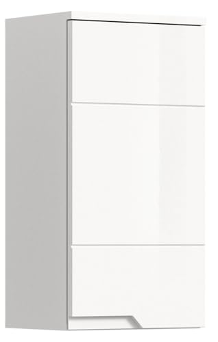 xonox.home Badezimmer Solero Hängeschrank Schrank Badezimmerschrank hängend Wandschrank Hängeschrank Bad in Front weiß Hochglanz tiefzieh Korpus weiß, ca.38x73x27 cm von xonox.home