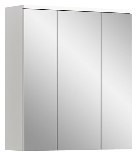 xonox.home Badezimmer Solero Spiegelschrank Badspiegelschrank Spiegelschränke fürs Bad Badspiegelschrank in Front Spiegelfläche Korpus weiß Hochglanz tiefzieh, ca.63x73x21 cm von xonox.home