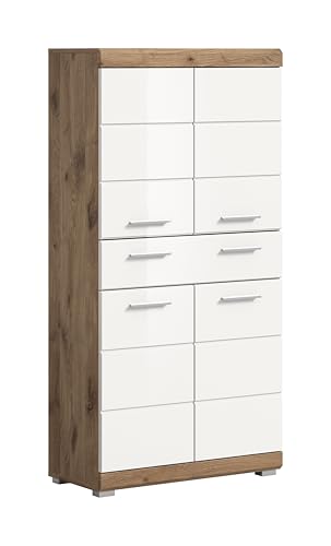 xonox.home Bad Wave X06E4715 Standschrank Bodenschrank Regalschrank breit in weiß Hochglanz tiefzieh und Nox Oak Nachbildung, ca. B/H/T 60x79x18 cm von xonox.home