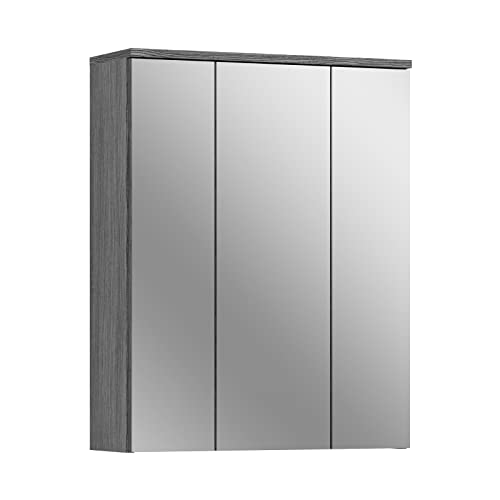 xonox.home Badezimmer Blake Spiegelschrank Badspiegelschrank Spiegelschränke fürs Bad Badspiegelschrank in rauchsilber Nb.ca.60x77x21 cm mit großer Spiegelfläche von xonox.home