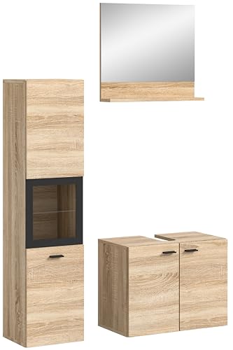 xonox.home Badezimmer Boston 3tlg. Kombination Badmöbel Set kleine Bäder Komplettprogramm Bademöbel-Set in Eiche Sonoma Nb. bodenstehend hängend montierbar ca.102x186x33 cm xonox.home Badezimmer Boston 3tlg. Kombination Badmöbel Set kleine Bäder Komplettprogramm Bademöbel-Set in Eiche Sonoma Nb. bodenstehend hängend montierbar ca.102x186x33 cm von xonox.home