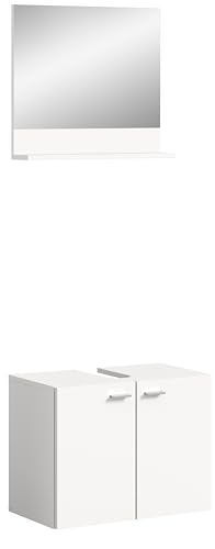 xonox.home Badezimmer Boston 2tlg. Badmöbel Set kleine Bäder Komplettprogramm Bademöbel-Set in weiß Nb. bodenstehend hängend montierbarca.57x186x33 cm von xonox.home