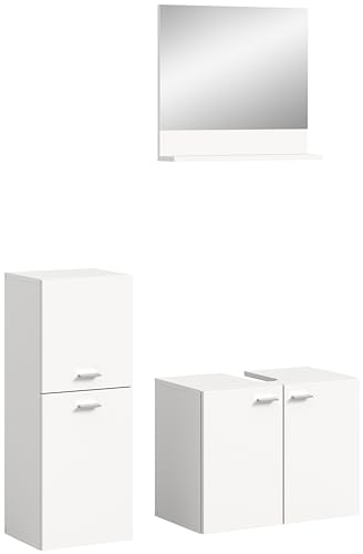 xonox.home Badezimmer Boston 3tlg. Badmöbel Set kleine Bäder Komplettprogramm Bademöbel-Set in weiß Nb. bodenstehend hängend montierbar ca. 102x186x33 cm von xonox.home