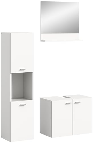 xonox.home Badezimmer Boston 3tlg. Badmöbel Set kleine Bäder Komplettprogramm Bademöbel-Set in weiß Nb. bodenstehend hängend montierbar ca. 102x186x33 cm von xonox.home