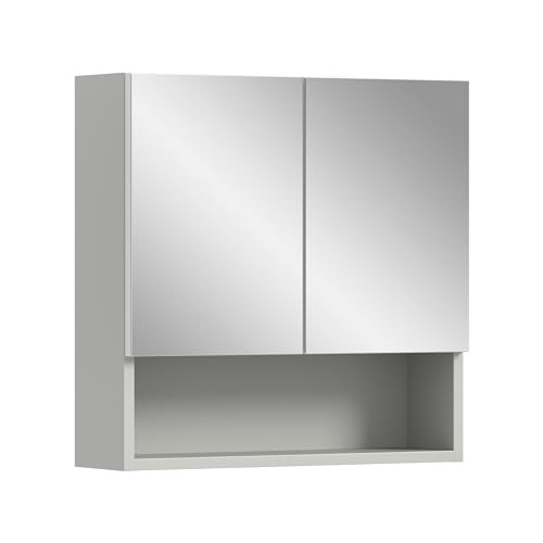 xonox.home Badezimmer Copa Spiegelschrank Badspiegelschrank Spiegelschränke fürs Bad Badspiegelschrank Front Spiegelfläche Korpus hellgrau Nb.,ca.55x55x17 cm von xonox.home