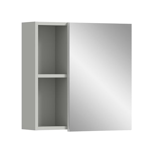 xonox.home Badezimmer Copa Spiegelschrank Badspiegelschrank Spiegelschränke fürs Bad Badspiegelschrank Front Spiegelfläche Korpus hellgrau Nb.,ca.55x55x17cm mit Ablage von xonox.home