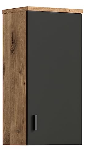 xonox.home Badezimmer Grado Hängeschrank Schrank Badezimmerschrank hängend Wandschrank Hängeschrank Bad in Front grau Nb.tiefzieh Korpus Nox Oak Nb., ca.37x75x25 cm von xonox.home