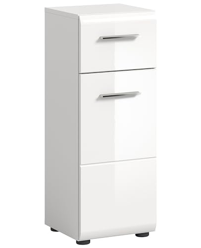 xonox.home Badezimmer Ice Kommode Schrank Standschrank schmaler Badezimmerschrank Badschrank schmal in weiß Hochglanz tiefzieh, ca.30x80x30 cm von xonox.home