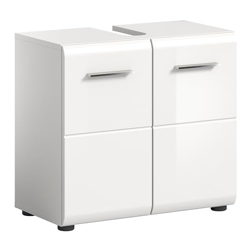 xonox.home Badezimmer Ice Waschbeckenunterschrank Badunterschrank Waschbecken Unterschrank Schrank Waschtisch Unterschrank in weiß Nb. und weiß Hochglanz tiefzieh ca.60x54x32cm von xonox.home