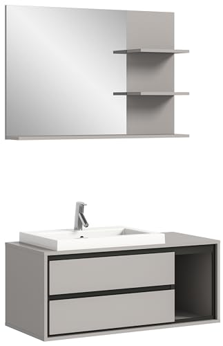xonox.home Badezimmer Jaru Badkombination Set 2tlg.-Set Front/Korpus grau Nb. Abs.schwarz Nb. xonox.home Badezimmer Jaru Badkombination Set 2tlg.-Set Front/Korpus grau Nb. Abs.schwarz Nb. von xonox.home