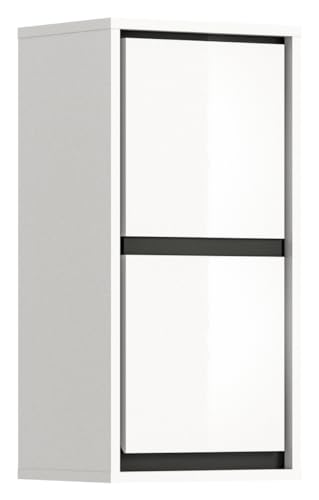 xonox.home Badezimmer Jaru Hängeschrank Schrank Front weiß Hochglanz Korpus weiß Nb. Abs. schwarz Nb.ca.35x69x24 cm von xonox.home
