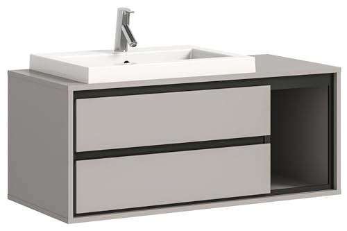xonox.home Badezimmer Jaru Waschtisch Waschbeckenunterschrank Front/Korpus grau Nb. Abs.schwarz Nb.ca.100x48x48 cm inkl. Waschbecken xonox.home Badezimmer Jaru Waschtisch Waschbeckenunterschrank Front/Korpus grau Nb. Abs.schwarz Nb.ca.100x48x48 cm inkl. Waschbecken von xonox.home