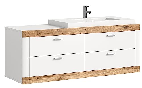 xonox.home X2NE4708 Waschbeckenunterschrank 132x50x48 cm in weiß und weiß matt tiefzieh xonox.home X2NE4708 Waschbeckenunterschrank 132x50x48 cm in weiß und weiß matt tiefzieh von xonox.home