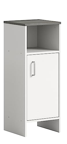 xonox.home Badezimmer Los Angeles X3SB2701 Kommode Standschrank Schrank in weiß Nb. Absetzung rauchsilber Nb., ca.32x82x28 cm von xonox.home