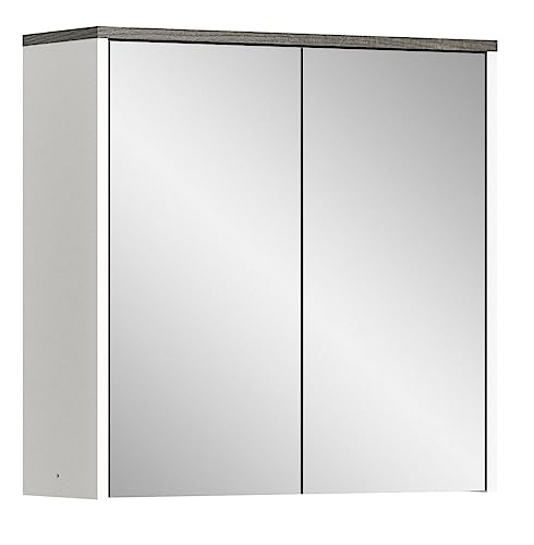 xonox.home Badezimmer Los Angeles X3SB2725 Spiegelschrank in Korpus weiß Nb. Absetzung rauchsilber Nb., ca.60x60x21 cm von xonox.home