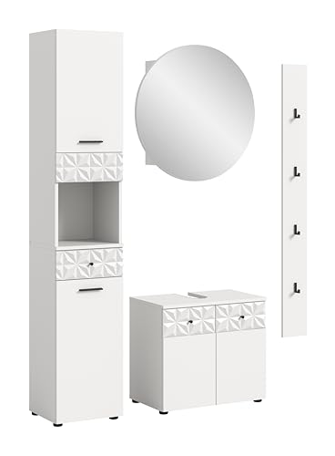 xonox.home Badezimmer Prisma 4tlg. Kombination Badmöbel Set kleine Bäder Komplettprogramm Bademöbel-Set in Front/Korpus weiß Absetzung weiß Hochglanz Tiefzieh xonox.home Badezimmer Prisma 4tlg. Kombination Badmöbel Set kleine Bäder Komplettprogramm Bademöbel-Set in Front/Korpus weiß Absetzung weiß Hochglanz Tiefzieh von xonox.home