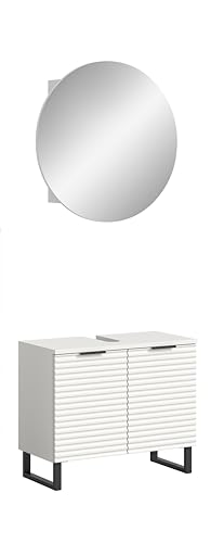 xonox.home Badezimmer Riff 2tlg. Kombination Badmöbel Set kleine Bäder Komplettprogramm Bademöbel-Set in weiß Waschbeckenunterschrank Spiegelschrank rund xonox.home Badezimmer Riff 2tlg. Kombination Badmöbel Set kleine Bäder Komplettprogramm Bademöbel-Set in weiß Waschbeckenunterschrank Spiegelschrank rund von xonox.home
