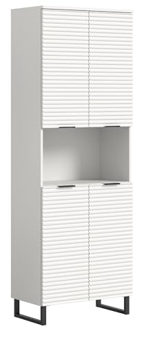 xonox.home - Hochschrank Riff 70x193x34 cm in weiß auf schwarzen Kufen - Badezimmerschrank breiter Badschrank - modern, geräumig und funktional von xonox.home