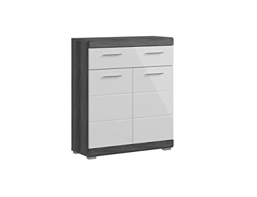 xonox.home Badezimmer Scout X06B2703 Kommode breit Schrank Standschrank in Front weiß Hochglanz Korpus rauchsilber Nb.ca.74x88x31 cm xonox.home Badezimmer Scout X06B2703 Kommode breit Schrank Standschrank in Front weiß Hochglanz Korpus rauchsilber Nb.ca.74x88x31 cm von xonox.home