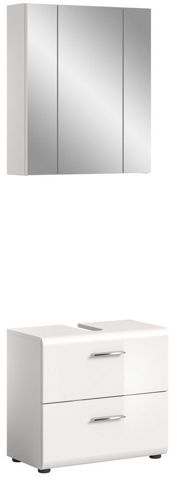 xonox.home Badezimmer-Set Ice, (2tlg. Set bestehend aus Waschbeckenunterschrank, Spiegelschrank), Weiß Hochglanz Melamin Modern 60x185x32 cm xonox.home Badezimmer-Set Ice, (2tlg. Set bestehend aus Waschbeckenunterschrank, Spiegelschrank), Weiß Hochglanz Melamin Modern 60x185x32 cm von xonox.home