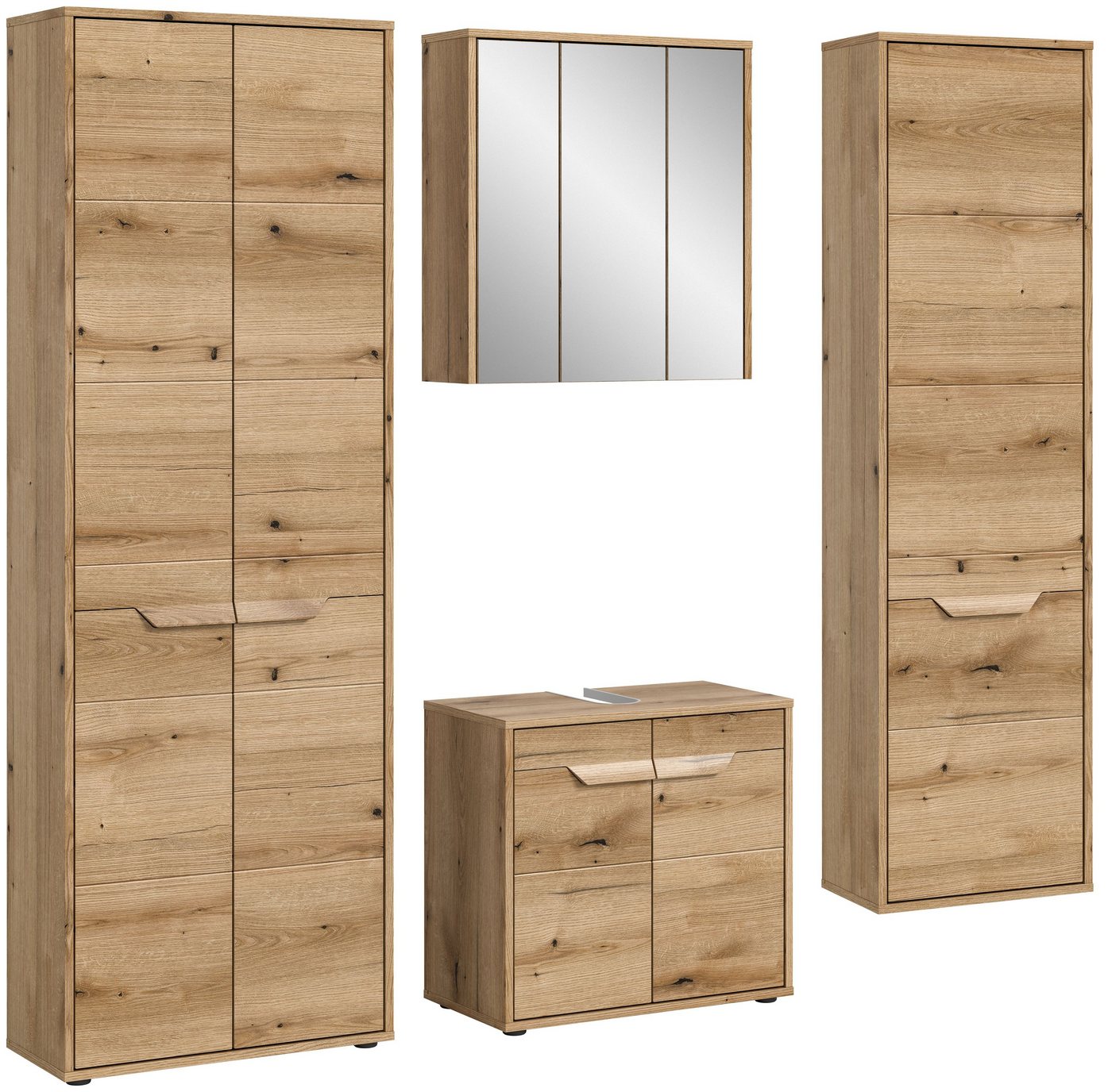 xonox.home Badezimmer-Set Zeno, (3tlg. Set bestehend aus Waschbeckenunterschrank, Spiegel, Hochschrank), Evoke Oak Nachbildung Melamin Modern 202x189x34 cm xonox.home Badezimmer-Set Zeno, (3tlg. Set bestehend aus Waschbeckenunterschrank, Spiegel, Hochschrank), Evoke Oak Nachbildung Melamin Modern 202x189x34 cm von xonox.home