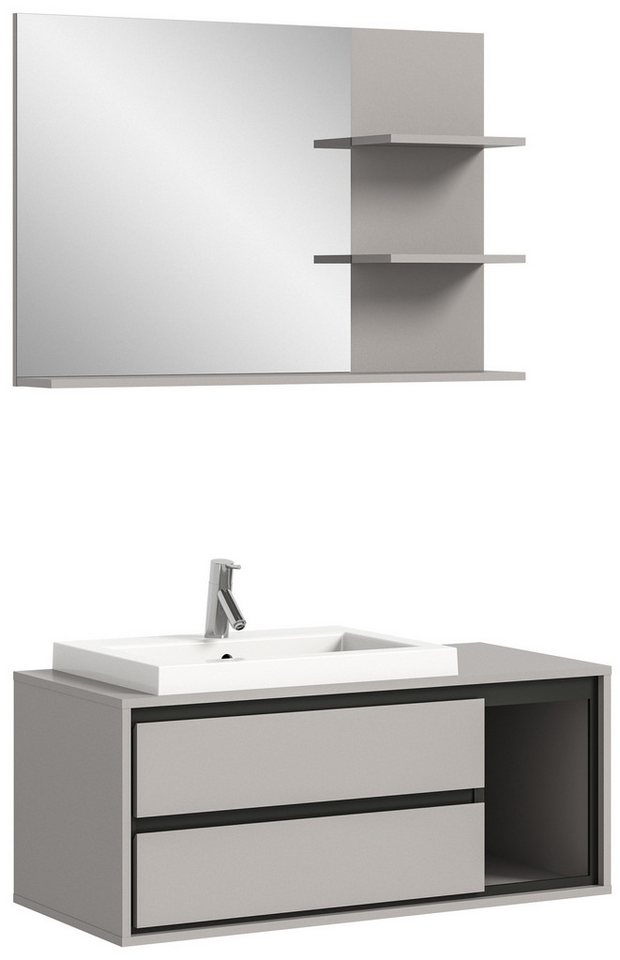 xonox.home Badezimmer-Set in Grau - 100x192x48cm (BxHxT) von xonox.home
