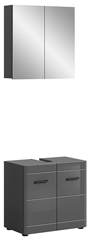 xonox.Home Badezimmer Soft Badezimmerkombination Set 2tlg.in Front grau Hochglanz MDF TZ Korpus grau Nb. von xonox.home