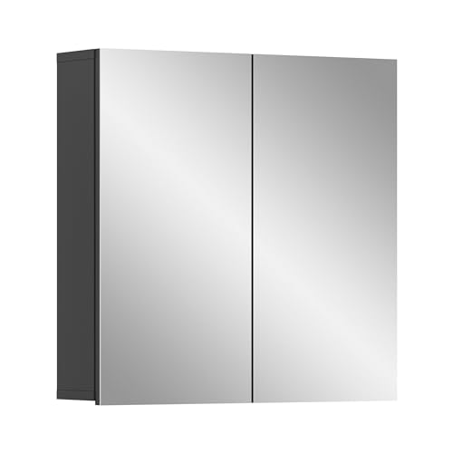 xonox.Home Badezimmer Soft Spiegelschrank Badspiegelschrank Spiegelschränke fürs Bad Badspiegelschrank Front Spiegelfläche Korpus grau Nb.ca.60x60x15 cm von xonox.home