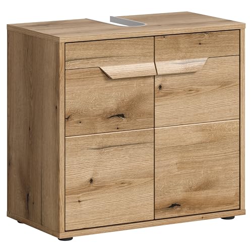 xonox.home Badezimmer Zeno Waschbeckenunterschrank Unterschrank in Evoke Eiche Nb. ca. 64x60x34 cm inkl. Waschbecken von xonox.home
