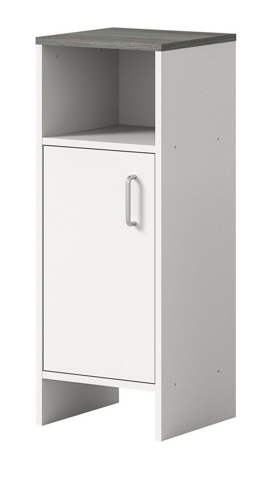 Inn.Furn Badkommode Angeles (Badschrank in weiß mit grau, 3 Fächer, 32 x 82 cm), Melaminbeschichtung von Inn.Furn