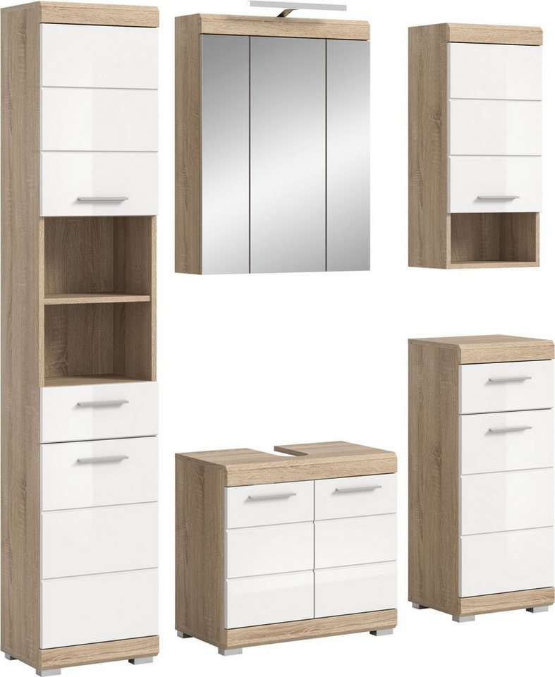xonox.home Badmöbel-Set, 5 tlg. Set inkl. LED-Beleuchtung 164x191x34 cm von xonox.home