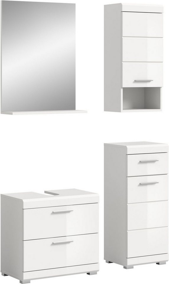 xonox.home Badmöbel-Set, (2tlg. Set bestehend aus Waschbeckenunterschrank, Spiegelpaneel), Weiß Hochglanz Melamin Modern 112x191x37 cm xonox.home Badmöbel-Set, (2tlg. Set bestehend aus Waschbeckenunterschrank, Spiegelpaneel), Weiß Hochglanz Melamin Modern 112x191x37 cm von xonox.home