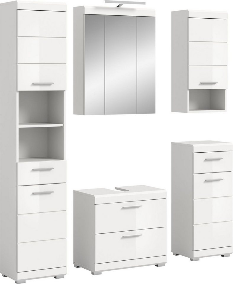 xonox.home Badmöbel-Set, 5-tlg. Set inkl. Badaufsatzleuchte 164x191x37 cm von xonox.home