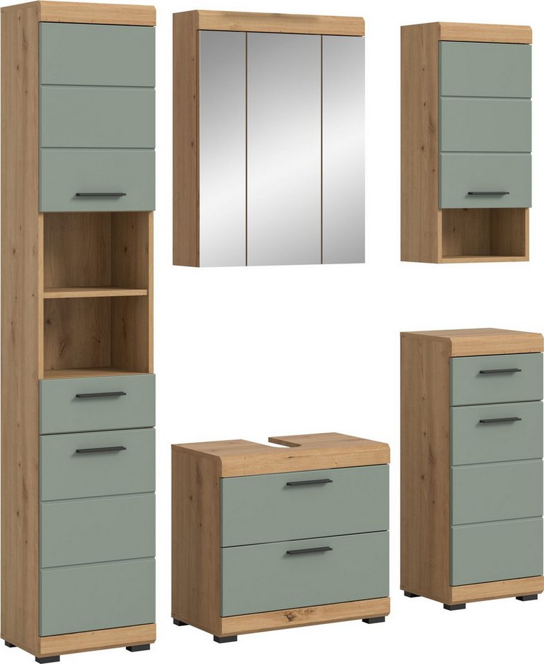 xonox.home Badmöbel-Set, 5-tlg. Set Salbei/Artisan Eiche Nachbildung 164x191x37 cm xonox.home Badmöbel-Set, 5-tlg. Set Salbei/Artisan Eiche Nachbildung 164x191x37 cm von xonox.home