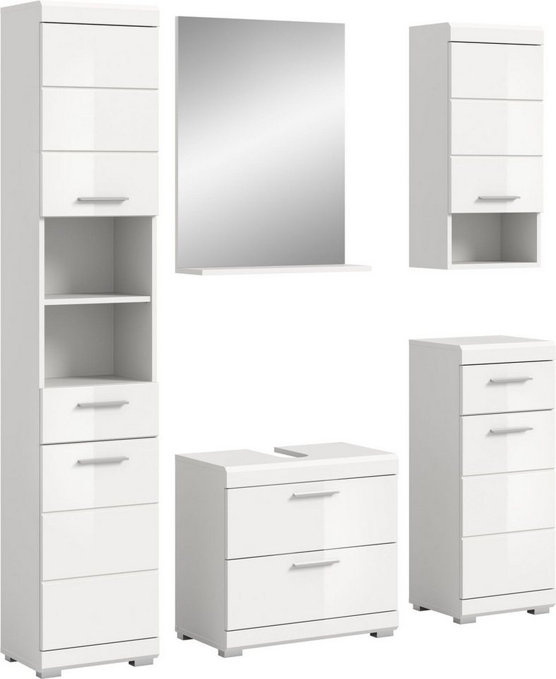 xonox.home Badmöbel-Set, (3tlg. Set enthält Hochschrank, Waschbeckenunterschrank, Spiegelpaneel), Weiß Hochglanz Melamin Modern 164x191x37 cm xonox.home Badmöbel-Set, (3tlg. Set enthält Hochschrank, Waschbeckenunterschrank, Spiegelpaneel), Weiß Hochglanz Melamin Modern 164x191x37 cm von xonox.home