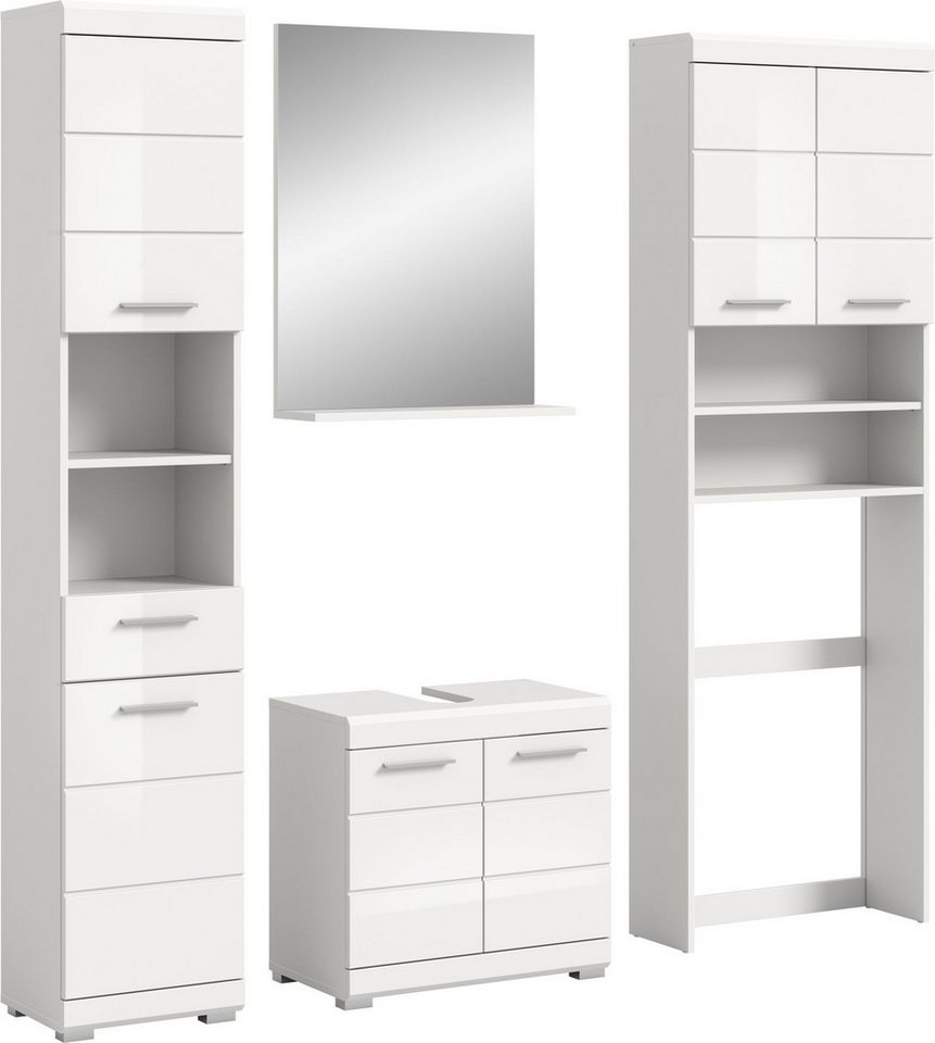 xonox.home Badmöbel-Set, (4tlg. Set inkl. 2x Hochschrank, Waschbeckenunterschrank, Spiegelpaneel), Weiß Hochglanz Melamin Modern 190x191x34 cm xonox.home Badmöbel-Set, (4tlg. Set inkl. 2x Hochschrank, Waschbeckenunterschrank, Spiegelpaneel), Weiß Hochglanz Melamin Modern 190x191x34 cm von xonox.home