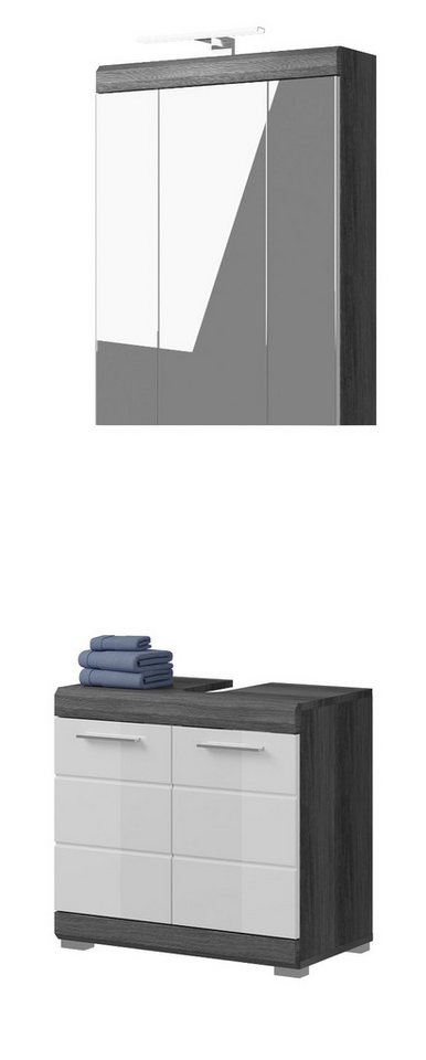 Inn.Furn Badmöbel-Set Shawn, (Mit Spiegelschrank und Waschbeckenunterschrank, Breite 60 cm), Hochglanz, mit viel Stauraum von Inn.Furn