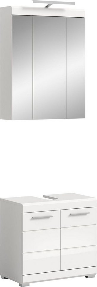 xonox.home Badmöbel-Set, 2-tlg. Set inkl. Badaufsatzleuchte 60x191x34 cm von xonox.home