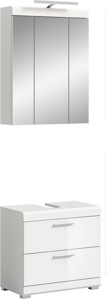 xonox.home Badmöbel-Set, 2-tlg. Set inkl. Badaufsatzleuchte 60x191x37 cm von xonox.home