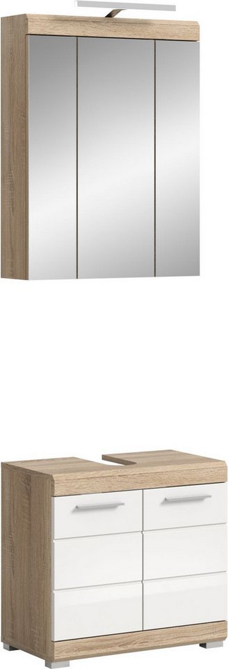 xonox.home Badmöbel-Set, 2 tlg. Set inkl. Badaufsatzbeleuchtung 60x191x34 cm von xonox.home