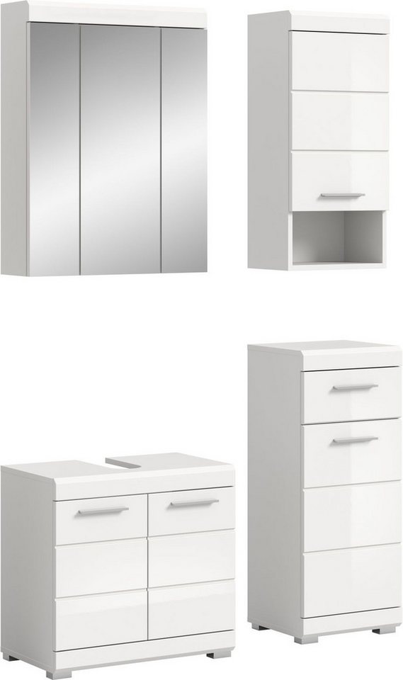 xonox.home Badmöbel-Set, 4-tlg. Set weiß hochglanz B/H/T: 112x191x34 cm von xonox.home