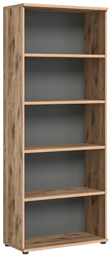 xonox.home Büro Mason X12B8512 Regal Stauraum 5 offene Fächer in Nox Oak Nb. Absetzungen Basalt grau Nb., ca. 80x199x37 cm von xonox.home