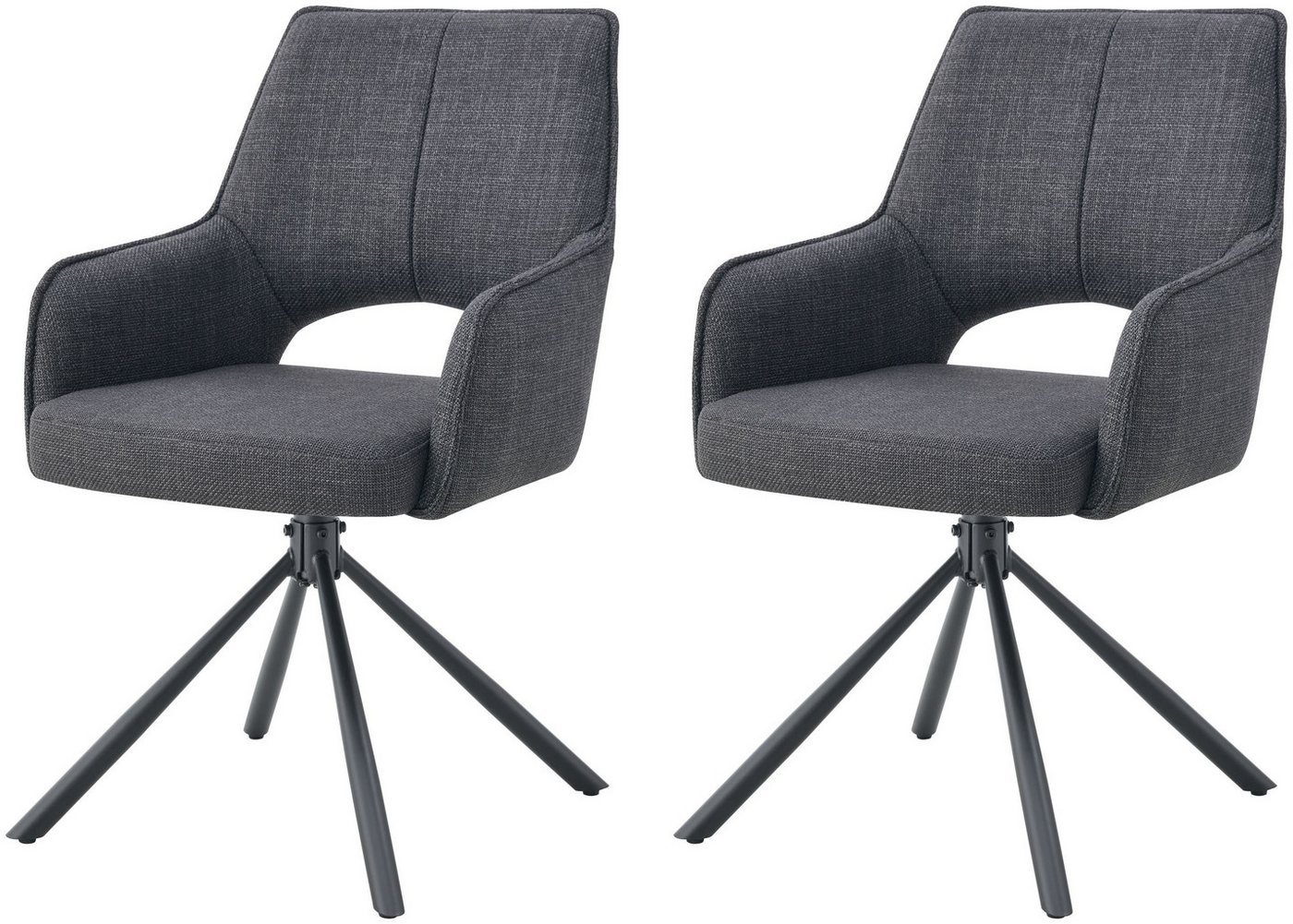 xonox.home Drehstuhl, Esszimmerstühle aus Webstoff in anthrazit & Metallbeinen 57x91x64 cm von xonox.home